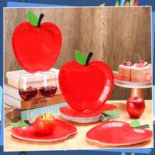 20/50 Stücke mittelgroße und große Apfel-förmige Pappteller, Weihnachtsparty Teller, Einschulung Pappteller, rote Apfel Party Teller Einwegteller und Geschirr für Einschulungsfeier, Abschlussfeier, Weihnachtsparty Dekorationen 7inch+9inch