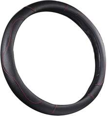 ISTN - Funda para volante de coche de 38 de cuero sintético transpirable para hombre estilo deportivo con color de contraste - Negro - Ver 8