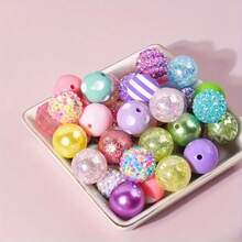 50Pcs 20mm Beads Rhinestone For Pens, Jewelry Beaded Pen Making DIY Decorative Beads Colorful Sparkling Artificial Transparent Bubble Gum Beads, Necklace Bracelet Accessories - Trộn màu - Xem 7