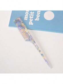 1pc Women's Portable Multi-Color Acetate Pointed Tail Wide Tooth Detangling Comb, Suitable For Long And Short Hair, All Hairstyles, Holiday Gift For Girlfriend And Mom - Multicolor - View 15