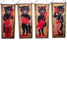 4 piezas de pinturas colgantes decorativas para fiesta de Halloween, pinturas colgantes de tela para decoración festiva, pinturas colgantes para fondo de pasillo, pinturas decorativas de Halloween, decoración de arte de pared