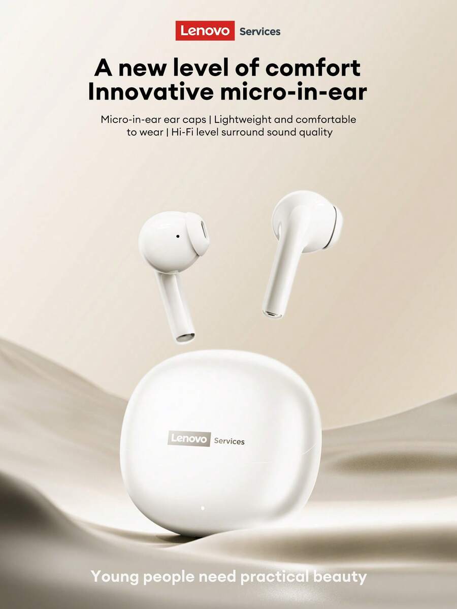 联想 LE210 蓝牙耳机，半入耳式蓝牙 6.0，游戏音乐 HiFi 高品质低延迟 ENC 降噪，智能触控，超长续航，无线耳塞，兼容智能手机、电脑、苹果设备，礼品 - 彩色 - 查看 1