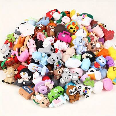 10/20pcs Random 3D Silicone Beads - Fashionable Design, Suitable For DIY Beaded Pens, Necklaces, Keychains And Other Handicrafts Decoration, Various Styles