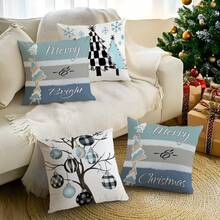1 Stück/4 Stücke Weihnachts-Muster Kissenbezug, einseitig bedruckter Kissenbezug, geeignet für Wohnzimmer, Schlafzimmer, Heimdekoration, ganzjährig