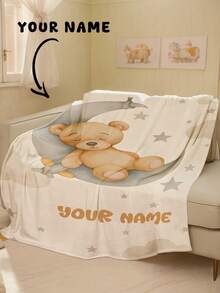 1pc Customizable Text, Dinosaur Pattern, Memorial Blanket, Suitable As Girl, Boy, Adult, Valentine's Day, Lightweight, Baby Blanket, Personalized Throw Blanket, Personalized Photo Blanket, Personalized Baby Blanket, Newborn Blanket, Suitable For Mother's Day, Birthday, Children's Day, Father's Day, Graduation, Wedding, Christmas, Halloween, For Home Sofa, Bed, Car, Bedroom, Living Room, Throw Blanket - Multicolor - View 5