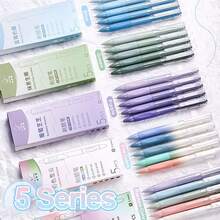 5pcs/Set Retractable Gel Ink Pens, 0.5mm Gradual Color Ink, Quick Drying, Suitable For Students, Office, Business Signing - Colorful Nebula - View 3