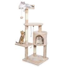 U'King 95Cm/112Cm Cat Tree, Small And Medium Cat Condos, Cat Climbing Tower With Grab Posts, Platforms,  Pompom And Sisal Rope Beige/Brown/Gray For Cat Fun, Relaxation, And Paw Care - Beige - View 3