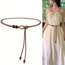 1 Piece Adjustable Women's Belt - Brown Beaded Design, Slimming Waist Dress Accessory, Suitable For Dresses, Shirts, And Jackets, Casual To Formal Occasions, Fashionable Matching Decoration, Elegant Details, Simple Style, Durable Material, Essential For Mature Women - 駱駝 - 查看 8