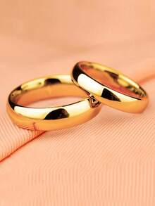 2 piezas Anillos curvos minimalistas de acero inoxidable de 4/6 mm, anillos de pareja unisex - Anillos de boda - Ver 1