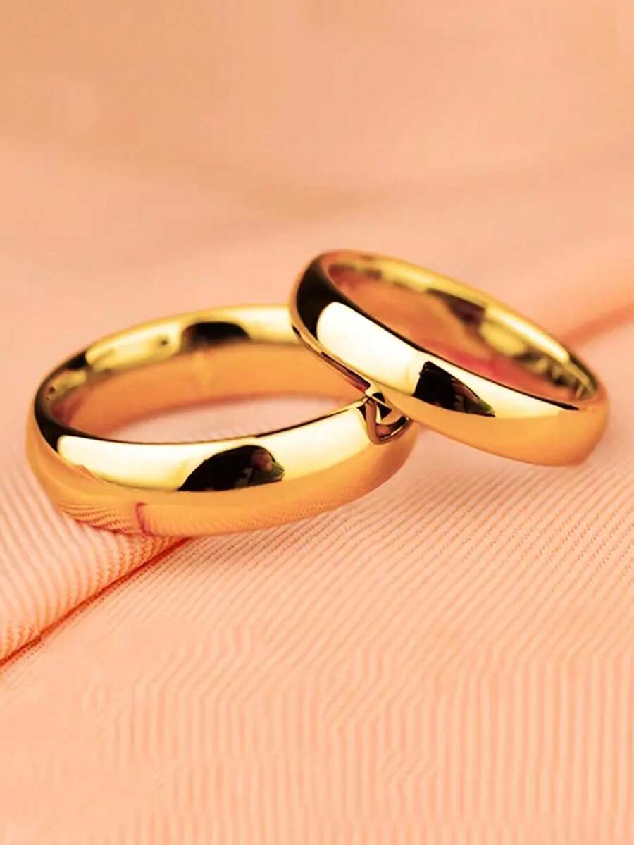 2 piezas Anillos curvos minimalistas de acero inoxidable de 4/6 mm, anillos de pareja unisex - Anillos de boda - Ver 1