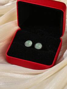 6/8/10mm Natural Stone Round Bead Stainless Steel Stud Earrings, Agate/Crystal/Faux Pearl And Other Natural Materials, Lucky Stone Healing Stone Energy Boosting, Fashion Jewelry Earrings For Women