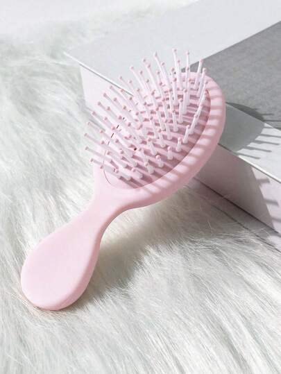1 件女士简约粉色带手柄迷你梳子，用于去角质头皮按摩，适用于湿发或干发，造型和美发工具，适合日常使用，蓬松造型配件适合所有发质，适合家庭和旅行使用，便携式日常旅行带衬垫梳子，旅行必备品，返校用品，假日露营必备品，夏季配饰，护发，女孩礼物。