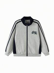 Balabala 2025年秋季儿童棒球款保暖夹克 - 灰色調 - 查看 1