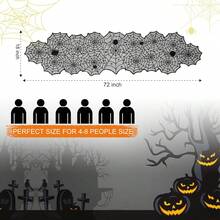 Halloween Table Runner - Black Lace Spider Web Table Runners For Halloween Decor,Vivid Polyester Spider Web Table Runner For Halloween Masquerade Party Dinner Table Decoration 18 X 72 Inch