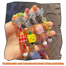 米菲串珠时尚魅力钥匙扣 - 背包吊坠、小配饰、创意可爱钥匙圈，送给闺蜜、情侣和家人的完美礼物；与米菲一起享受幸福（咖啡色） - 咖啡棕 - 查看 6