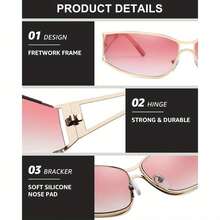 LVIOE Y2K Fashion Women's Glasses - Retro 2000s Metal Frame  Lenses, Lightweight And Durable Outdoor And Daily Wear Accessories, High-End  Glasses, Fashionable , Essential For Style Enthusiasts - A3 金色框 棕色鏡片 - 查看 11