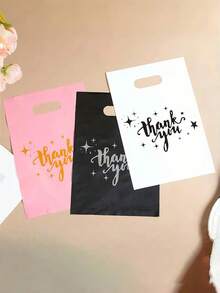10/50pcs Rose Thank You Gift Bags, Plastic Bags For Small Business, Shopping Bags, Ideal For Festival, Birthday, Party Favors, Wedding Gift Packaging, Suitable For Gifts, Parties, Shops, Boutiques, Etc.