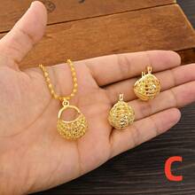 1 Set Golden Color Hollow Jewelry Set, Classic Earrings & Necklace 2 Pieces Set, Minimalist Cute Geometric Set, African Arabic European & American Women Jewelry Gift, Holiday Party Wedding Engagement Gift