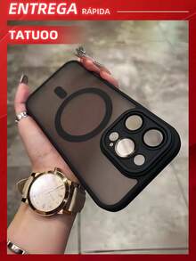 1 Piece Matte Magnetic Skin Touch Phone Case With Lens Film Protection Compatible With IPhone 15pro Max/14/13/12/11 - Black - View 4