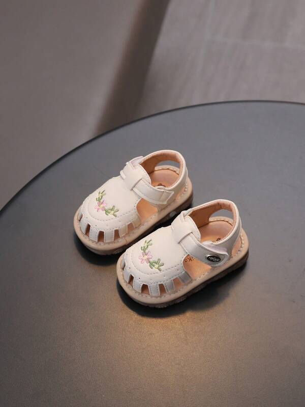 Summer Baby Girls Floral Hollow Out Squeaky Sandals, Cute Soft Bottom Infant Squeaky Shoes That Make Sound, Toddler Walking Shoes For Spring & Autumn