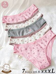 5 件套女士罗纹针织浪漫性感透气蝴蝶结三角裤，四季皆宜，时尚百搭，是圣诞节、新年和情人节的理想礼物。 - 彩色 - 查看 3