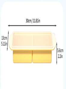 Silicone Freezer Tray With Lid - Silicone Freezer Food Molds- Large Ice Cube Tray,Silicone Freezer Container,Freeze & Store Soup, Sauce, Broth,Leftovers - Makes 4 Perfect 1 Cup