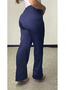 Calça Pantalona Feminina com BolsO - Azul Marinho - Visão 7