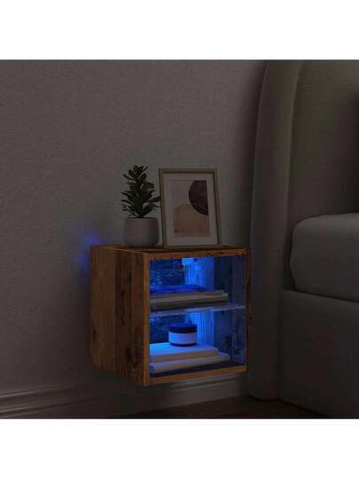 VidaXL TV Wand Unit LED Lighting 30x28.5x30 Cm Old Wood view 5