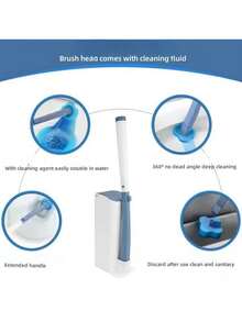 50/48/24/8pcs Toilet Brush Bathroom Set, Thick Disposable Sponge + Base + Brush, Comes With Toilet Cleaner, Convenient One-Time Toilet Cleaning Tool, Odorless Toilet Brush, No Hair Entanglement, Toilet Brush Cleaning Supplies Bathroom Accessory Set - Multicolor - View 10