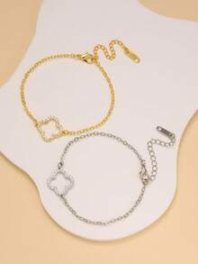 Set elegant și la modă de brățări texturate cu trifoi cu patru foi din oțel inoxidabil pentru femei, potrivit pentru purtare zilnică și cadou - Multicolor - Vizualizare 10