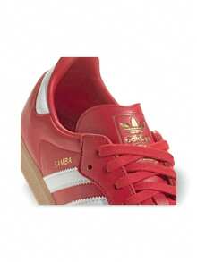 Adidas Samba OG 女式运动鞋经典舒适轻便橡胶鞋底学校健身房白黑 JR0881 - 紅白 - 查看 6