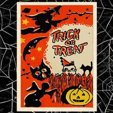 1 pièce Affiche sur canevas de sorcière volante, citrouille fantôme, style décoratif de festival des chats fantômes. Murales d'intérieur, impressions d'affiches, cadeaux muraux, chambre, bureau, salon, café, décoration murale, maison, décoration de dortoir, cadre photo au choix, décoration d'Halloween, décoration d'automne, décoration de chambre.