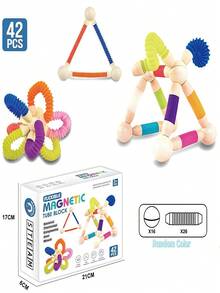 Brinquedos STEM Tubo Magnético Blocos de Construção Magnéticos Flexíveis Blocos de Tubo Magnético Grudento Jogo Cerebral Brinquedo de Construção Magnético Conjunto Quebra-cabeça Blocos de Construção para Meninos e Meninas Presentes de Aniversário e Natal Brinquedos Educativos de Faz de Conta STEAM