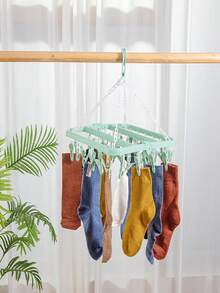 1 buc. Suport de uscare din plastic rotativ cu 32 de cleme, umeraș pliabil care economisește spațiu, potrivit pentru șosete, lenjerie intimă și articole mici, aplicabil pentru dormitor, baie, dulap și depozitare în cămin, accesoriu pentru spălătorie