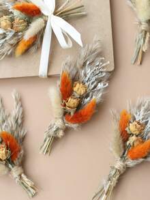 12 Pcs Boho Dried Flower Bouquet Mini Wedding Handmade Dry Flowers Decor For Vase Crafts DIY Photo Boutonniere For Men Floral Plant For Bridesmaid Gift Birthday Decor And Autumn Decor Items