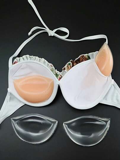 2pcs/Set Seamless Silicone Bra Pads, Thickened Support Invisible Bra Inserts, Suitable For Lingerie, Swimwear And Bra Accessories, Soft And Comfortable, Suitable For Home, Outdoor And Sportswear