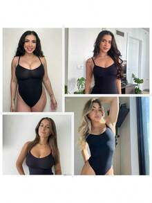 2Pcs High Waist Tummy Control Thong Bodysuit Figure - Nhiều màu 3 - Xem 3