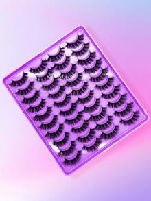 20 Pairs/Pack Thick Curly Fluffy Volume False Eyelashes Mink Lashes Cat-Eye Look Wispy Long 8D Volume Fake Eyelash Strips Foxy Eye Lifting Look Extension Full Eyelash Strip To Lengthen And Volumize The Outer Corner Of Your Eye For Beauty Makeup - Black - View 6