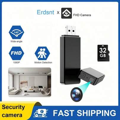 1080P USB Home Camera, Pet Camera With 32GB Card, Recording, Audio, Memory Card Storage - HD Camera, Supports IOS And Android - Camera For Home And Office Surveillance