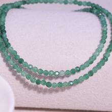 1 pieza Collar de cadena de aventurina verde facetada de 3 mm de estilo bohemio natural. Adecuado para uso diario en todas las estaciones, también sirve como una excelente opción de regalo. Este collar admite superposición y es un elemento de moda esencial para tomar fotos durante salidas y viajes.