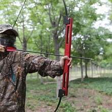 55LBS 58" Folding Bow Outdoor Archery Competition Shooting Sports Left And Right Hand General Purpose Metal Alloy Folding Bow With 12Pcs 30" Carbon Arrows Set - 紅色 - 查看 4