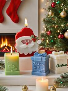 قالب سيليكون لصنع شمعة في صندوق هدايا عيد الميلاد - مرن وقابل لإعادة الاستخدام مع سهولة الفك، لديكور عيد الميلاد، صب الراتنج، صناعة الصابون والأعمال اليدوية الإيبوكسي، هدية عيد الميلاد المثالية للهواة الحرفيين - قالب سيليكون - أبيض - مشاهدة 7