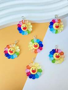 10/20 件大号可爱向日葵饰品平背彩虹花树脂脸饰品散装创意装饰适用于 DIY 珠宝配饰、DIY 发饰和手机壳 DIY 材料、Blyth Ob11 娃娃配件 - 彩色 - 查看 14