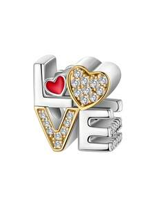 1pc Gold/Black/Red/Silver Heart/Beauty & Beast/Heart/Letter/LOVE/Pumpkin Carriage/Crown Plated 925 Silver Elegant Cute DIY Bracelet Beads Pendant, Suitable For Daily Wear/Autumn & Winter/Back To School/Holidays/Halloween/Christmas/Thanksgiving/Valentine's Day/Birthday Gift