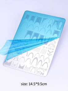 Płytka do stemplowania paznokci z koronkową krawędzią i francuskim wzorem, kokardka ze wstążki, szablon do paznokci, wielokrotnego użytku, szablon do transferu wzorów, narzędzie do zdobienia paznokci w salonie, akcesoria do paznokci DIY