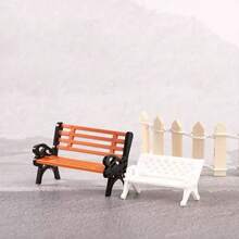 Banco de Parque em Miniatura e Lampião de Rua de 2,8 Polegadas, Conjunto de Cadeiras de Banco em Miniatura para Jardim de Fadas, DIY Artesanato, Ornamento de Casa de Bonecas Adequado para Decoração da Casa de Bonecas para Eventos de Festa de Natal