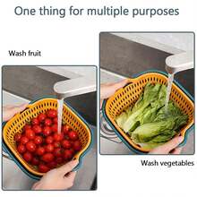 6-Piece Kitchen Vegetable And Fruit Cleaning Basket - Multi-Layer Stackable Vegetable Sink, Filter And Kitchen Funnel Set For Washing Fruits And Vegetables