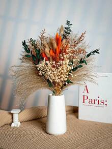 25/43 Pcs Autumn Fluffy Reed And Rabbit Tail Reed Bouquet - Suitable For Wedding, Home And Office Decoration, Unique Bohemian Style, Perfect For Room, Various Occasion Decoration, Natural Flower Arrangement, Such As Christmas, Valentine's Day, Thanksgiving, Mother's Day, Graduation Ceremony, Dried Flower Bouquet