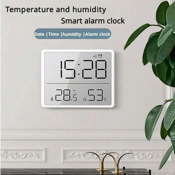 SOKANY 1PC Smart Electronic Clock, Simple Digital Clock.LCD High-Definition Screen/Date Display/Temperature Detection/Humidity Sensing/Magnetic Design.Suitable For Suction Refrigerator/Desktop Placement/Wall Hanging.It Is The Perfect Decoration For Home And Office.Use A Button Battery (One CR2032).