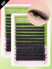 240/216/192 件/套 14 排 30/40/60/80/100 件 0.05 毫米仿貂皮睫毛 9-16 毫米混合长度，3D 俄罗斯卷曲单根睫毛，黑色化妆睫毛延长，节日必备。圣诞礼物睫毛簇，睫毛簇，单根睫毛，睫毛，假睫毛